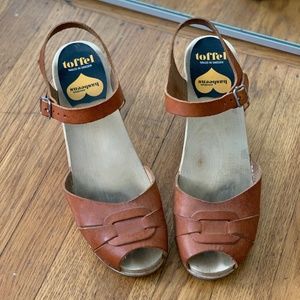 Swedish Hasbeens Peep-Toe Super-High Clogs